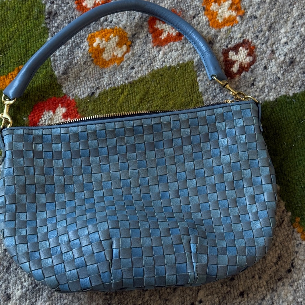 Blue Woven Clare V. Bag